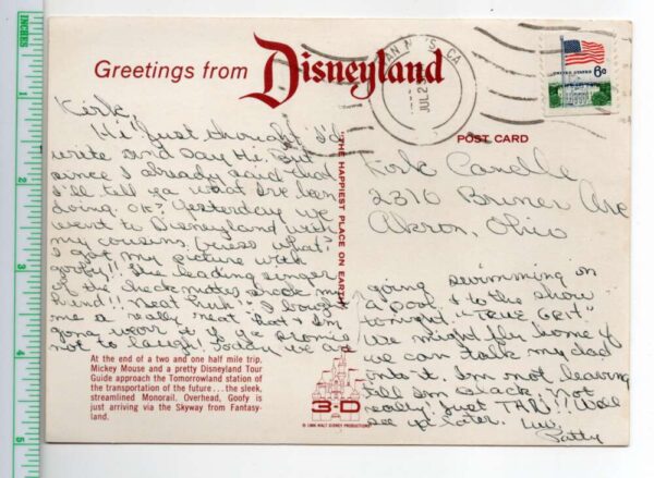 Disneyland Tomorrowland Monorail Mickey Mouse Lenticular Oversized PC AA101061 - Image 2
