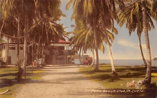 St Lucia Palm Beach Club Vintage Postcard AA86636