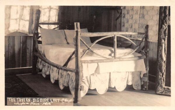 Big Bear Lake California The Tavern Bedroom Interior Real Photo Postcard AA86637