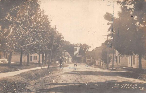 Clinton Maine Railroad Street Real Photo Vintage Postcard AA86648