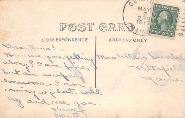 Clinton Maine Railroad Street Real Photo Vintage Postcard AA86648 - Image 2
