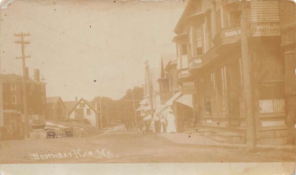 Boothbay Harbor Maine Business District Street Scene Real Photo Postcard AA86653