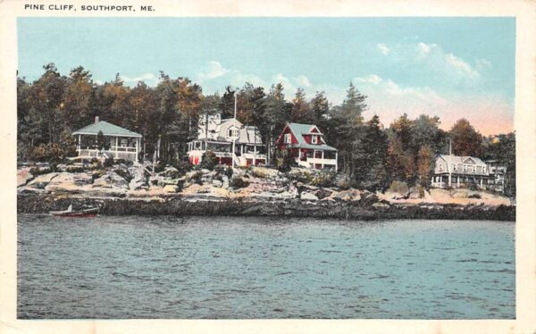 Southport Maine Pine Cliff, White Border, Vintage Postcard U20215