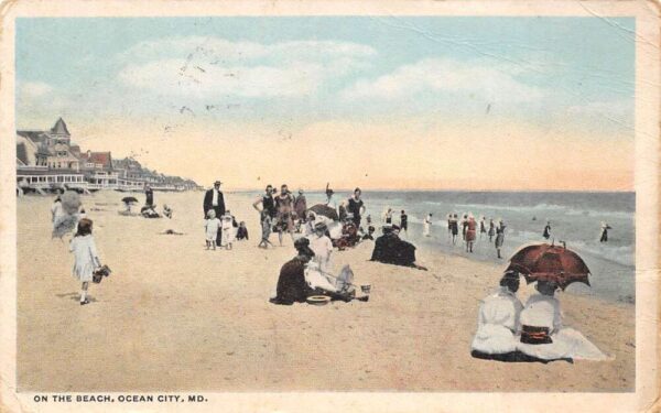 Ocean City Maryland On The Beach, White Border, Vintage Postcard U20218