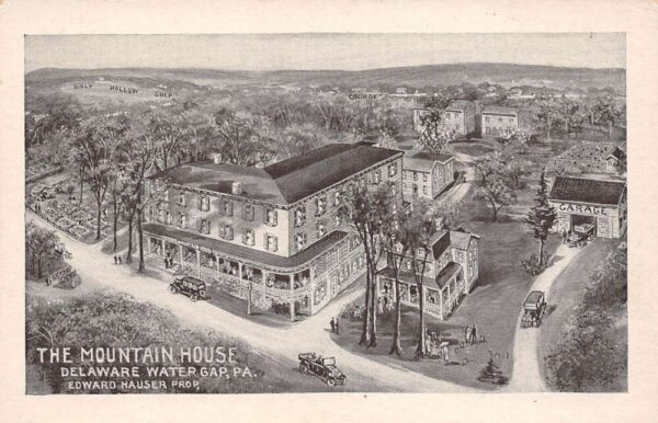 Delaware Water Gap Pennsylvania The Mountain House, B/W Lithograph, PC U20235