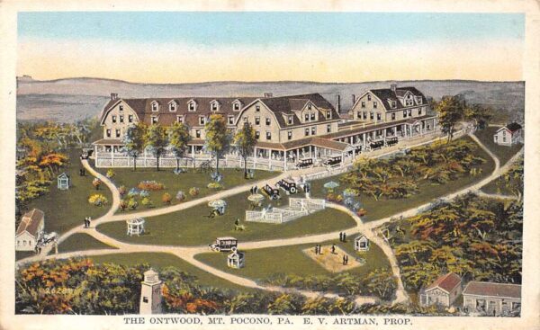 Mt. Pocono Pennsylvania The Ontwood, White Border, Vintage Postcard U20239
