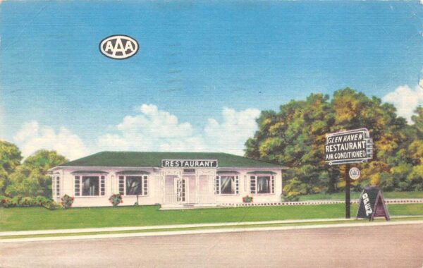 Glennville Georgia Glen Haven Restaurant, Color Linen, Vintage Postcard U20250