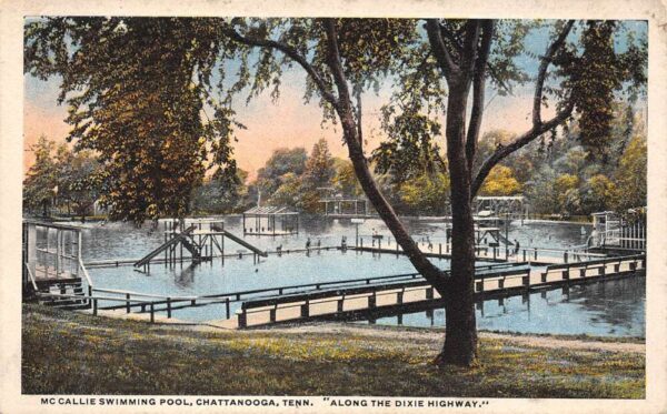 Chattanooga Tennessee McCallie Swimming Pool, White Border, Vintage PC U20275