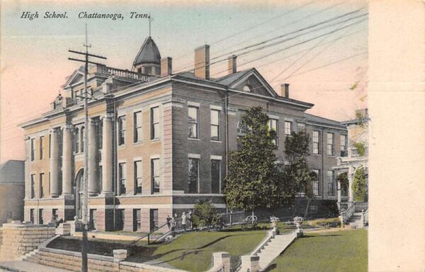 Chattanooga Tennessee High School, Hand Colored, Vintage Postcard U20277