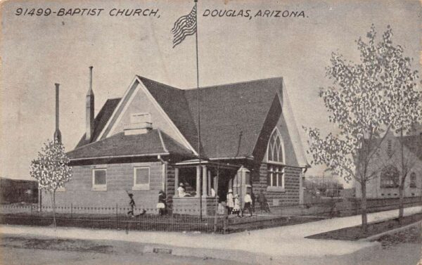 Douglas Arizona Baptist Church, B/W Photo Print, Vintage Postcard U20364