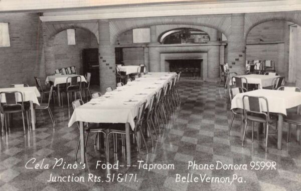 Belle Vernon Pennsylvania Cela Pino's Restaurant & Taproom, RPPC U20367