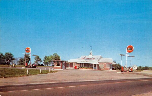 Tiny Town Kentucky The Coffee Cup Restaurant, Gulf Gas Pumps, Vintage PC U20382