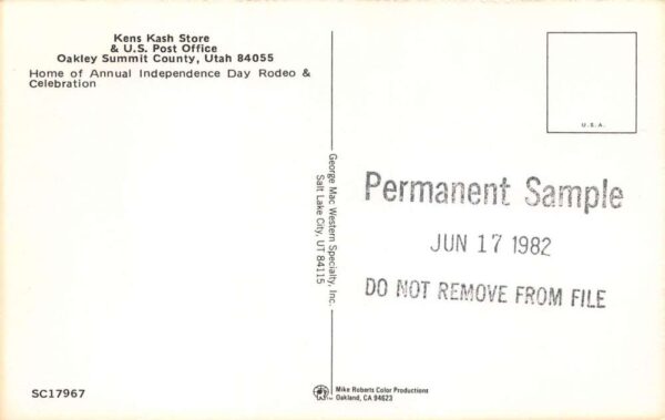 Oakley Utah Ken's Kash Store & Post Office, Chrome, Vintage Postcard U20393 - Image 2