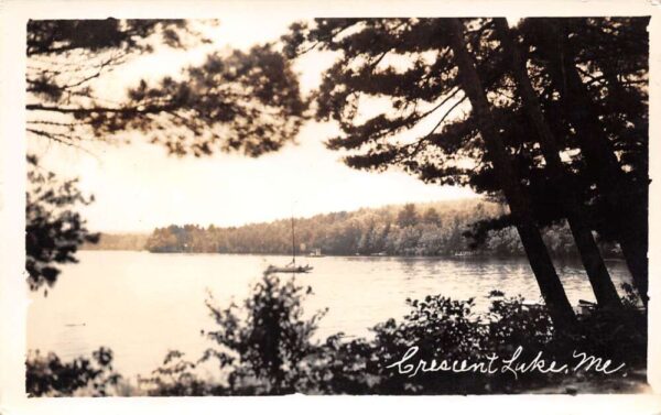 Crescent Lake Maine View Of Crescent Lake, Real Photo, Vintage Postcard U20400