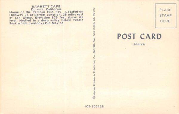 Dulzura California Barrett Cafe, 76 Gas Sign & Pumps, Vintage PC U20402 - Image 2