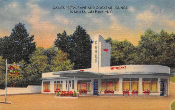 Lake Placid New York Cane's Restaurant & Cocktail Lounge, Vintage PC U20403