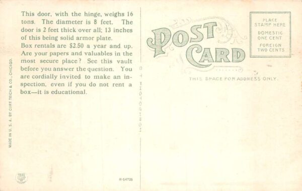 Camden New Jersey ? National State Bank Vault Door Vintage Postcard AA86802 - Image 2