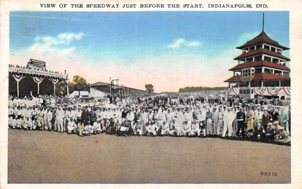 Indianapolis Indiana Crowd at Speedway before Race Vintage Postcard AA86811