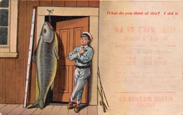 Chicago Ilinois Alfred Holzman Fishing Greetings Postcard Ad Postcard AA86818