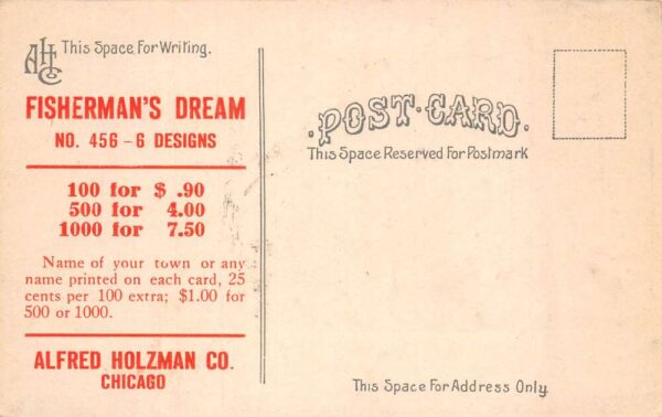 Chicago Ilinois Alfred Holzman Fishing Greetings Postcard Ad Postcard AA86818 - Image 2