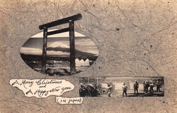 Christmas and New Year Greetings Japan Scenes Mt Fuji Real Photo Non PC AA86841