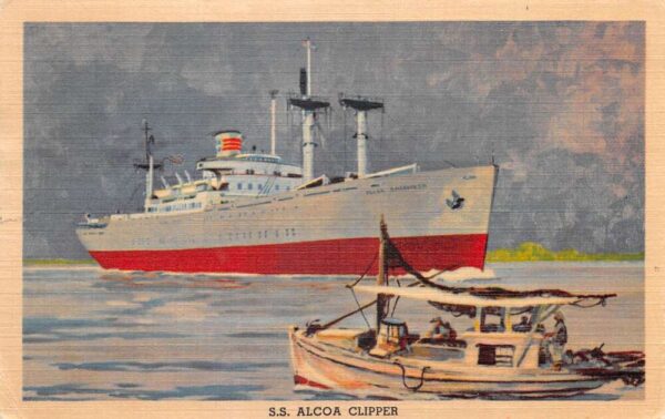 SS Aloca Clipper Steamer Ship Transportation Linen Vintage Postcard AA86856