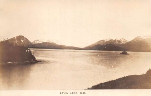 Atlin Lake BC Canada Birds Eye View Real Photo Vintage Postcard AA86860