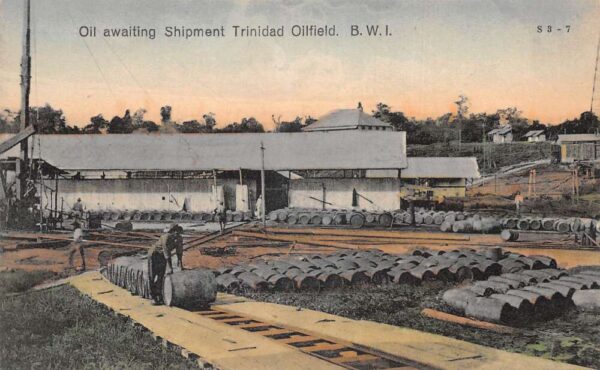 Trinidad British West Indies Oilfield Oil awaiting Shipment Postcard AA86867
