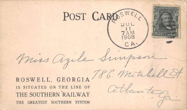 Roswell Georgia Bulloch Hall Roosevelts Mothers Home Jamestown Expo PC AA86870 - Image 2