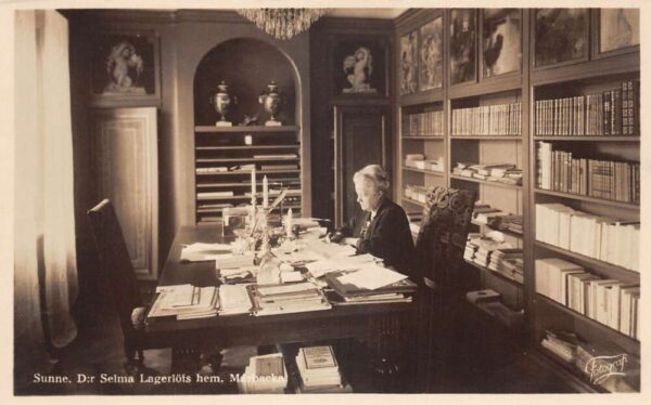 Varmland Sweden Selma Lagerlof writing at Desk Marbacka Real Photo PC AA86884