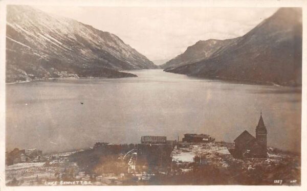 Lake Bennett BC Canada Birds Eye View Real Photo Vintage Postcard AA86912