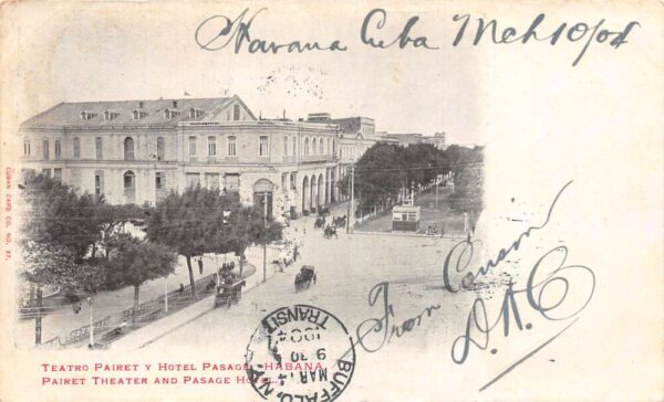 Habana Havana Cuba Pairet Theater and Pasage Hotel Vintage Postcard AA86913