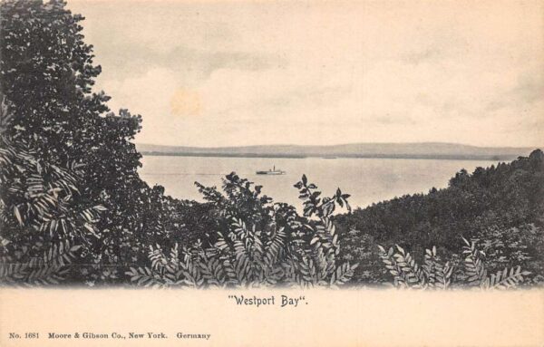 Westport New York Westport Bay Ship Scenic View Vintage Postcard AA86916