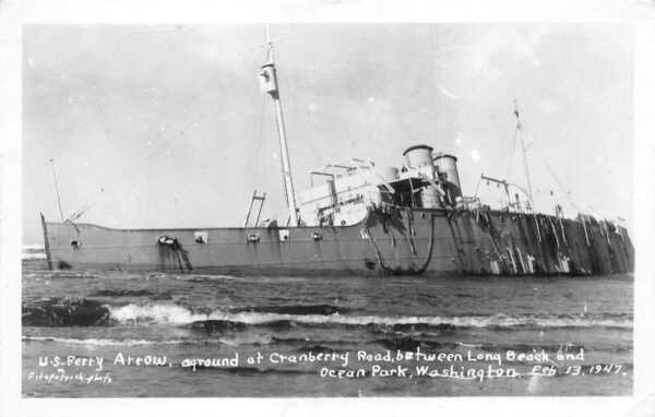 Ocean Park Washington USAT Arrow Army Ferry Shipwreck Real Photo PC AA87025