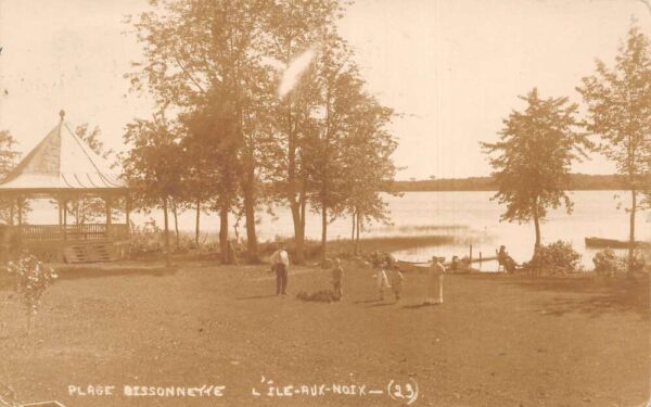 L'Ile Aux Noix Canada Plage Bissonnette Gazebo Real Photo Postcard AA87030