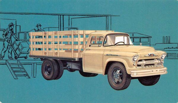 1956 Chevrolet Model 6409 Stake Truck Auto Ad Vintage Postcard AA87032