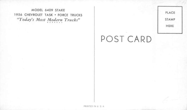 1956 Chevrolet Model 6409 Stake Truck Auto Ad Vintage Postcard AA87032 - Image 2