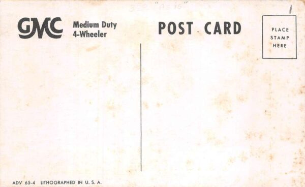 GMC Medium Duty 4 Wheeler Truck Auto Ad Vintage Postcard AA87034 - Image 2