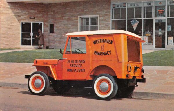 Jeep Dispatcher Model DJ 3A Dispatcher Car Westhaven Pharmacy Postcard AA87036