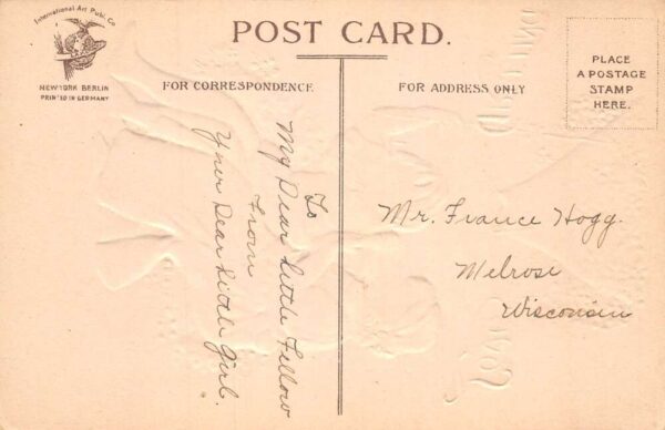 Valentine Greetings Children Riding Hot Air Balloon Vintage Postcard AA87048 - Image 2
