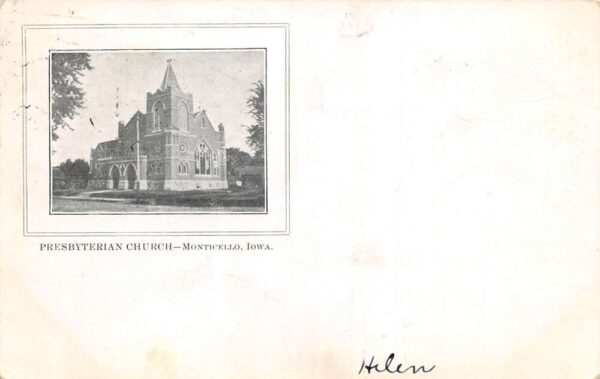 Monticello Iowa Presbyterian Church Vintage Postcard AA87054