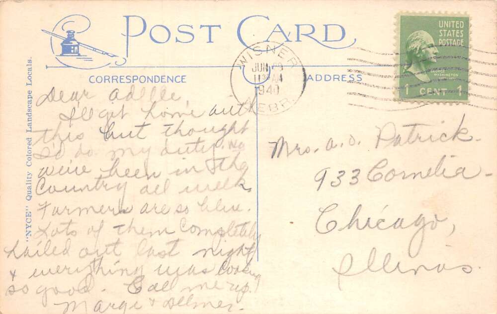 Wisner Nebraska Greetings Cows Pasture Farm Scenic View Postcard AA87062 - Image 2