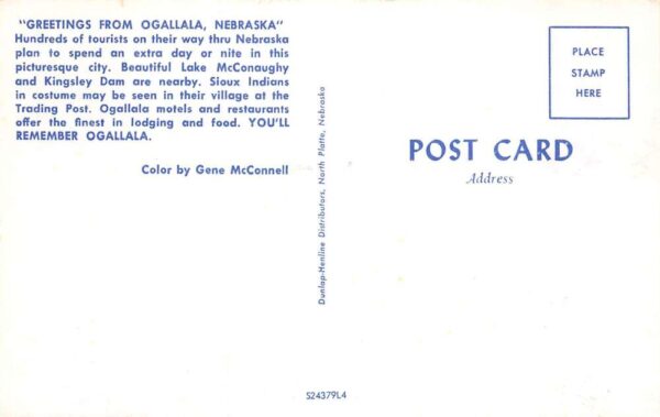 Ogallala Nebraska Greetings Dam Sioux Trading Post Street Scene Postcard AA87064 - Image 2