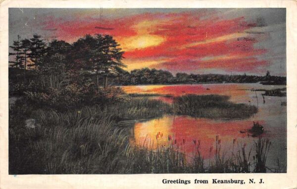 Keansburg New Jersey Greetings Sunset Scenic View Vintage Postcard AA87065