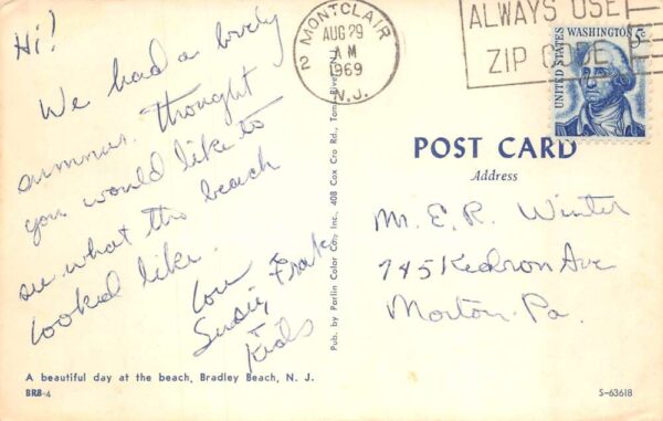 Bradley Beach New Jersey Greetings Crowded Beach Vintage Postcard AA87067 - Image 2