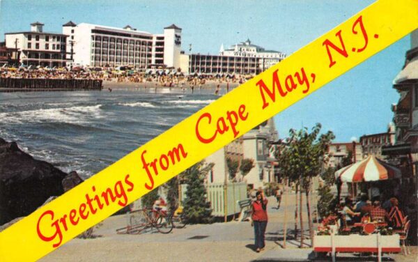 Cape May New Jersey Greetings Beach and Washington Mall Vintage Postcard AA87069