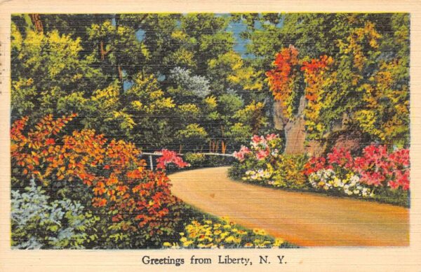 Liberty New York Greetings Road Scenic View Vintage Postcard AA87081