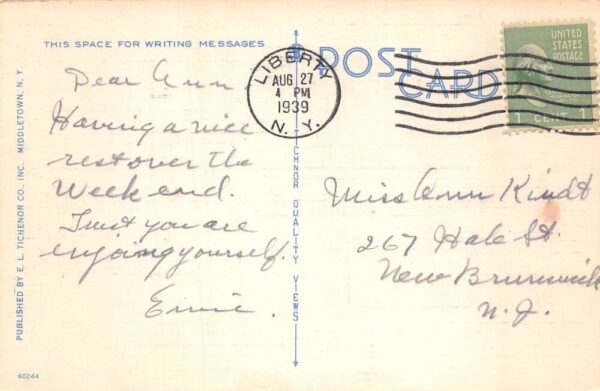 Liberty New York Greetings Road Scenic View Vintage Postcard AA87081 - Image 2