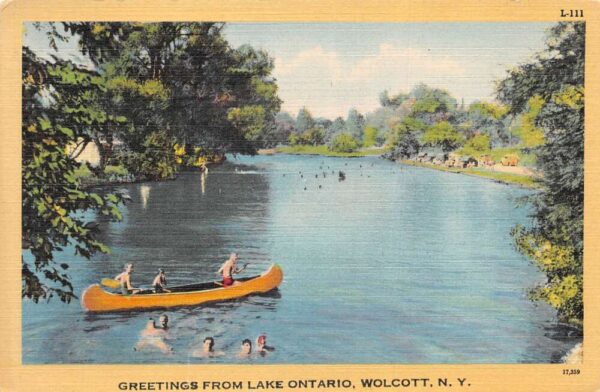 Wolcott New York Lake Ontario Greetings Scenic View Postcard AA87083