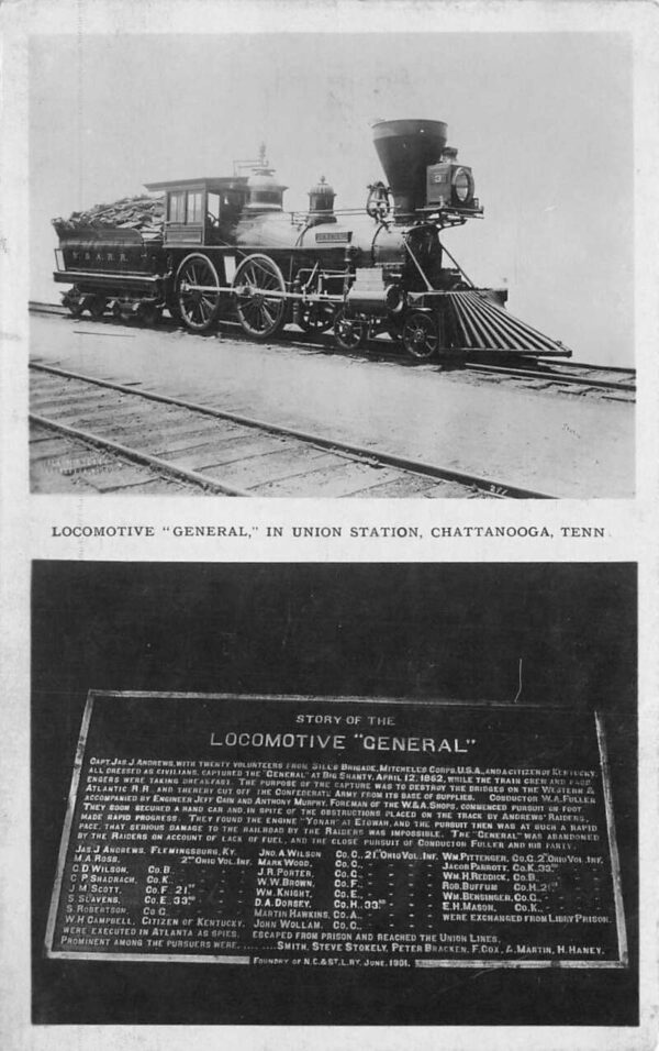 Chattanooga Tennessee Locomotive General in Union Station Real Photo PC AA87095